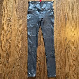 SPANX Faux Leather Leggings Small S Very Black